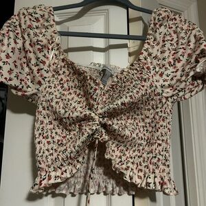 Revamped Floral Ruched Blouse
